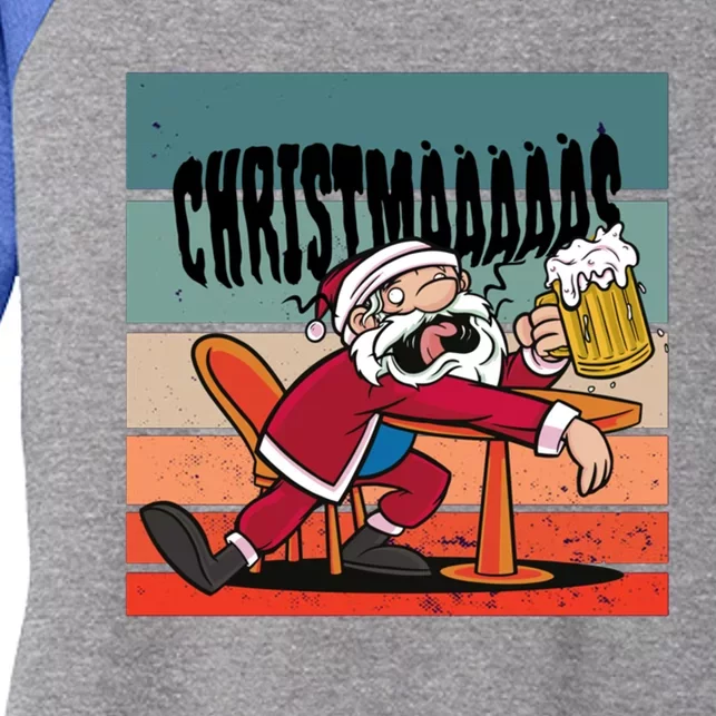 Merry Drunk IM ChristmääääS Funny Santa Ugly Xmas Gift Women's Tri-Blend 3/4-Sleeve Raglan Shirt