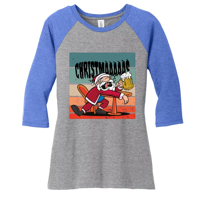 Merry Drunk IM ChristmääääS Funny Santa Ugly Xmas Gift Women's Tri-Blend 3/4-Sleeve Raglan Shirt