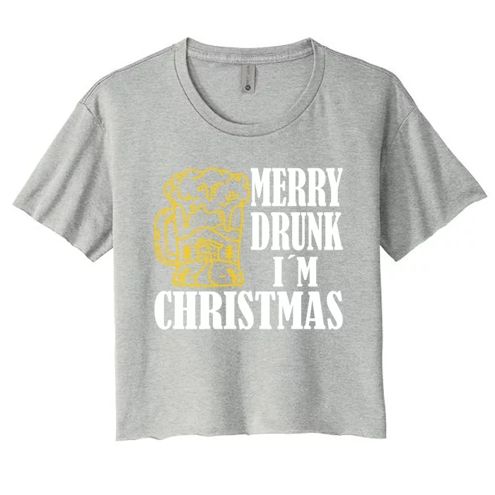 Merry Drunk I´M Christmas Beer Gift Women's Crop Top Tee