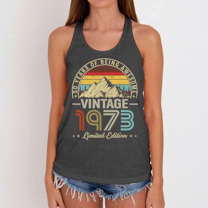 My Daughter Is 50 Years Old 1973 50th Birthday Gifts Long Women's Knotted Racerback Tank