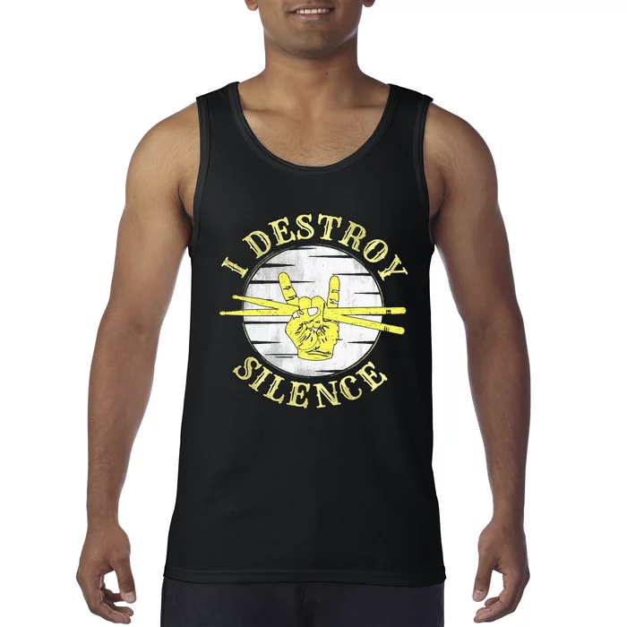 Music Drums I Destroy Silence For Drummer Tank Top