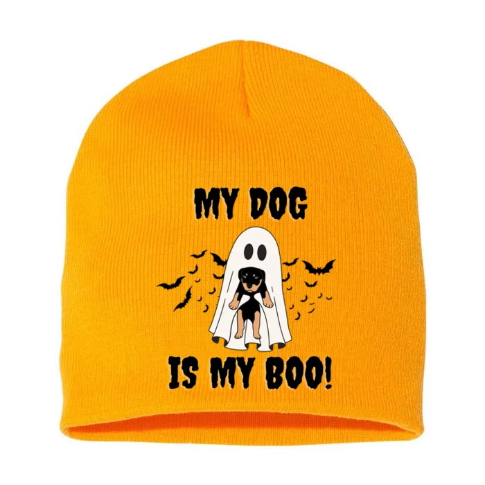 My Dog Is My Boo Ghost Spooky Halloween Dog Lover Groovy Gift Short Acrylic Beanie