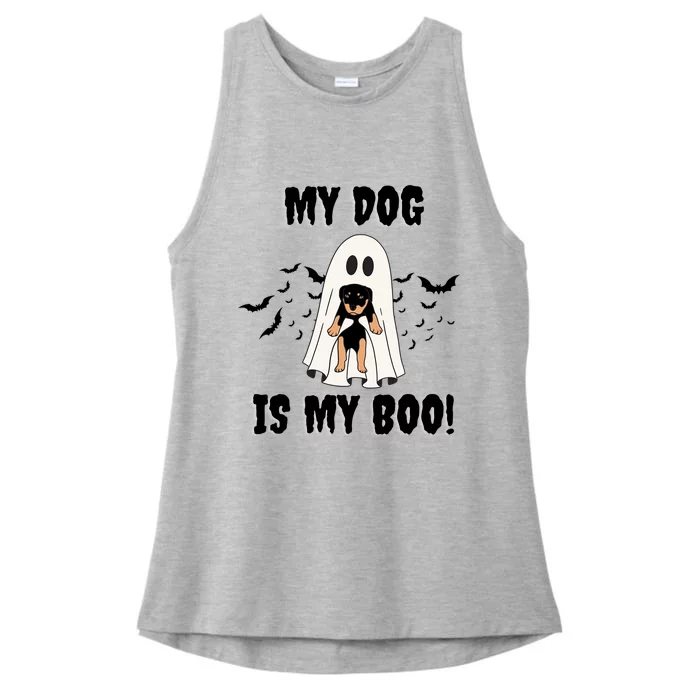 My Dog Is My Boo Ghost Spooky Halloween Dog Lover Groovy Gift Ladies Tri-Blend Wicking Tank