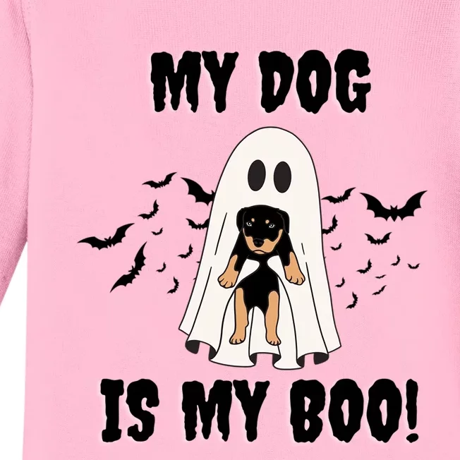 My Dog Is My Boo Ghost Spooky Halloween Dog Lover Groovy Gift Baby Long Sleeve Bodysuit