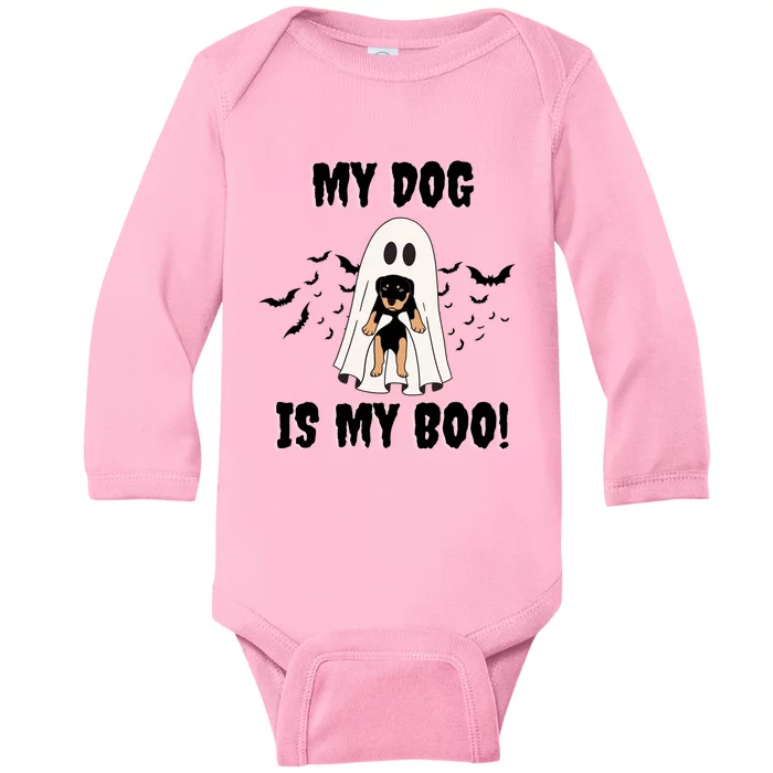 My Dog Is My Boo Ghost Spooky Halloween Dog Lover Groovy Gift Baby Long Sleeve Bodysuit