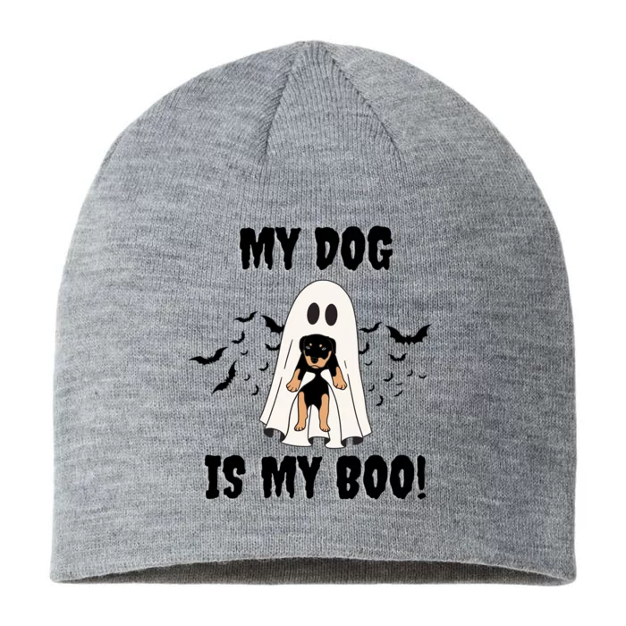 My Dog Is My Boo Ghost Spooky Halloween Dog Lover Groovy Gift 8 1/2in Sustainable Knit Beanie