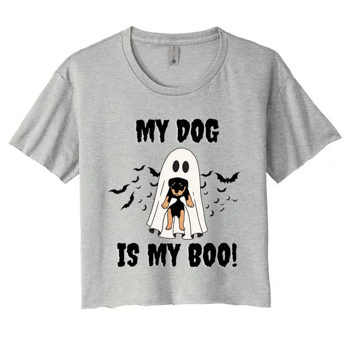 My Dog Is My Boo Ghost Spooky Halloween Dog Lover Groovy Gift Women's Crop Top Tee