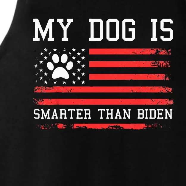 MY DOG IS SMARTER THAN BIDEN ANTI JOE BIDEN Ladies Tri-Blend Wicking Tank