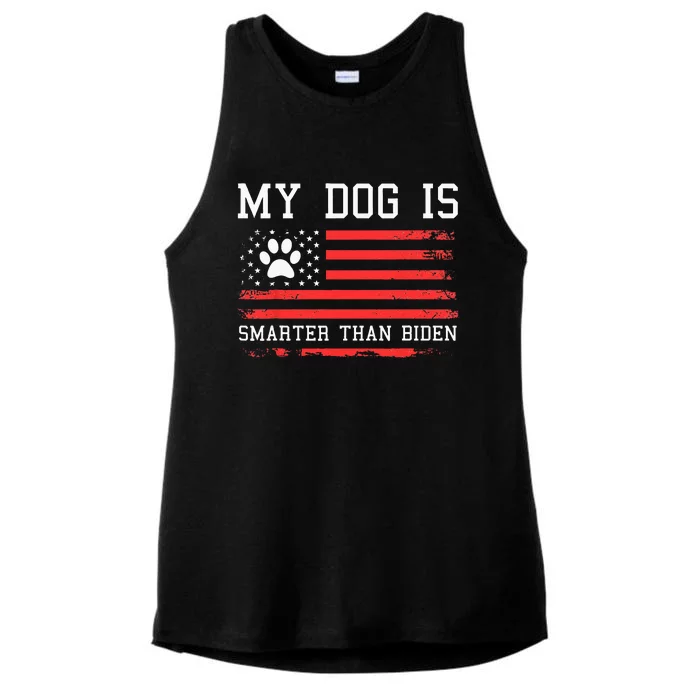 MY DOG IS SMARTER THAN BIDEN ANTI JOE BIDEN Ladies Tri-Blend Wicking Tank