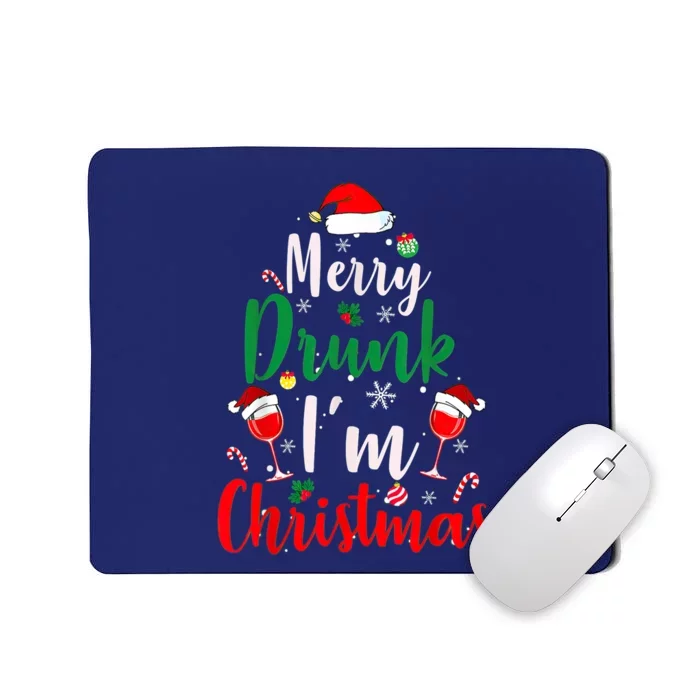 Merry Drunk I'm Christmas Funny Santa Joke Xmas Beer Lover Mousepad