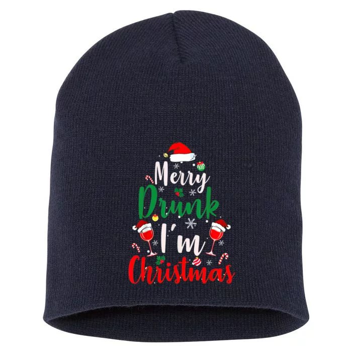 Merry Drunk I'm Christmas Funny Santa Joke Xmas Beer Lover Short Acrylic Beanie