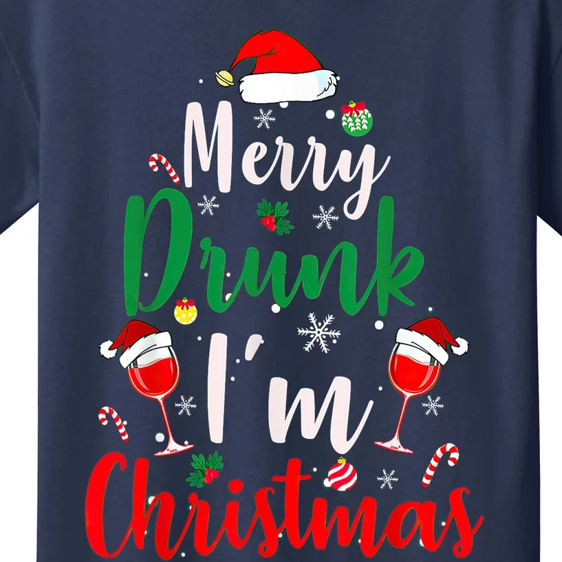 Merry Drunk I'm Christmas Funny Santa Joke Xmas Beer Lover Kids T-Shirt