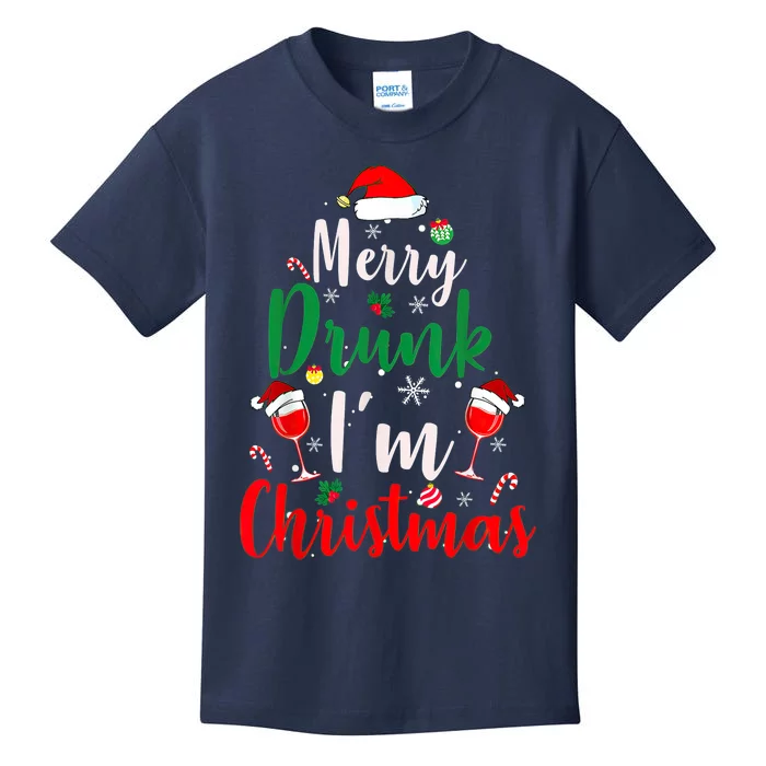 Merry Drunk I'm Christmas Funny Santa Joke Xmas Beer Lover Kids T-Shirt