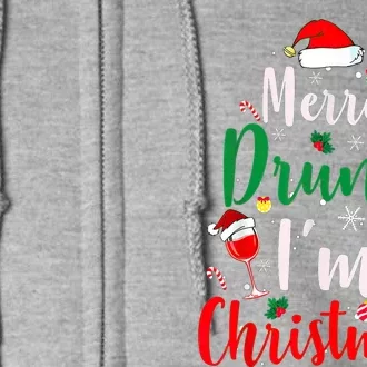 Merry Drunk I'm Christmas Funny Santa Joke Xmas Beer Lover Full Zip Hoodie