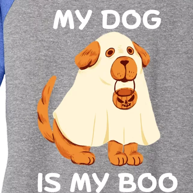 My Dog Is My Boo Happy Halloween Dog Animal Costume Boo Dog Gift Women's Tri-Blend 3/4-Sleeve Raglan Shirt