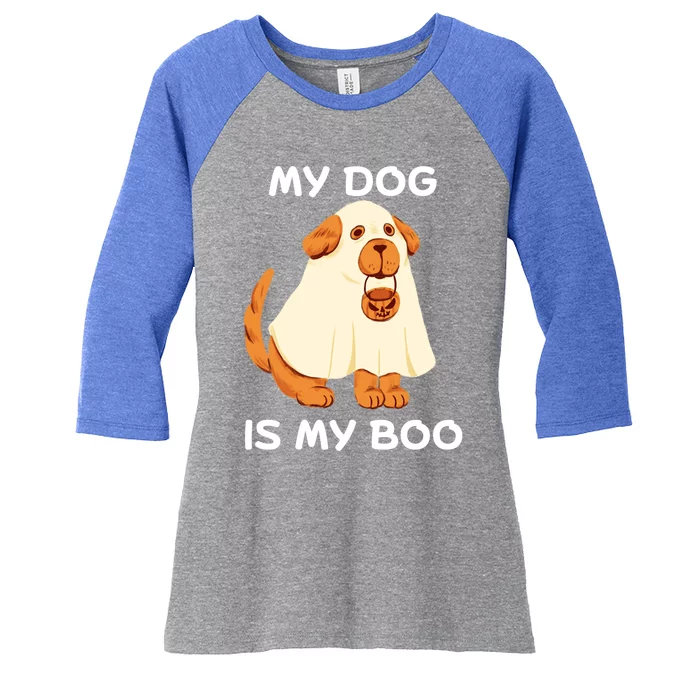 My Dog Is My Boo Happy Halloween Dog Animal Costume Boo Dog Gift Women's Tri-Blend 3/4-Sleeve Raglan Shirt