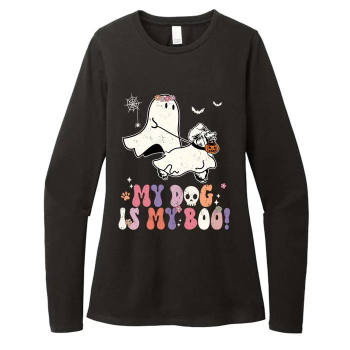 My Dog Is My Boo Poodle Pumpkin Funny Ghost Halloween Cool Gift Womens CVC Long Sleeve Shirt