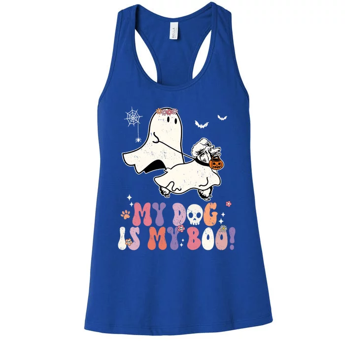 My Dog Is My Boo Poodle Pumpkin Funny Ghost Halloween Cool Gift Women's Racerback Tank