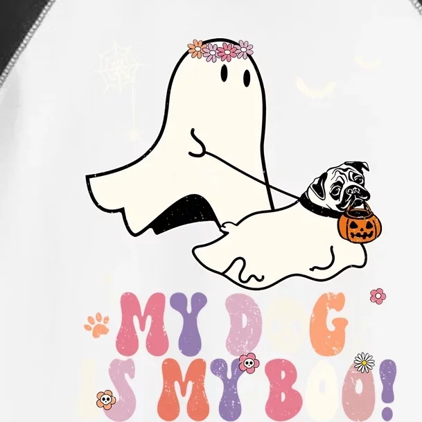 My Dog Is My Boo Pug Dog Pumpkin Funny Ghost Halloween Cute Gift Toddler Fine Jersey T-Shirt