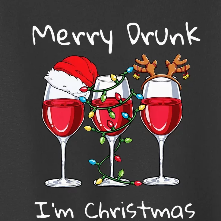 Merry Drunk I'm Christmas Funny Santa Joke Xmas Beer Lover Toddler T-Shirt