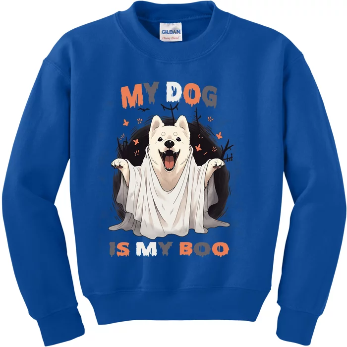 My Dog Is My Boo Spooky Season Ghost Halloween Funny Gift Kids Sweatshirt