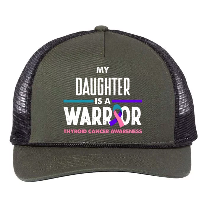 My Daughter Is A Warrior Thyroid Cancer Awareness Gift Retro Rope Trucker Hat Cap