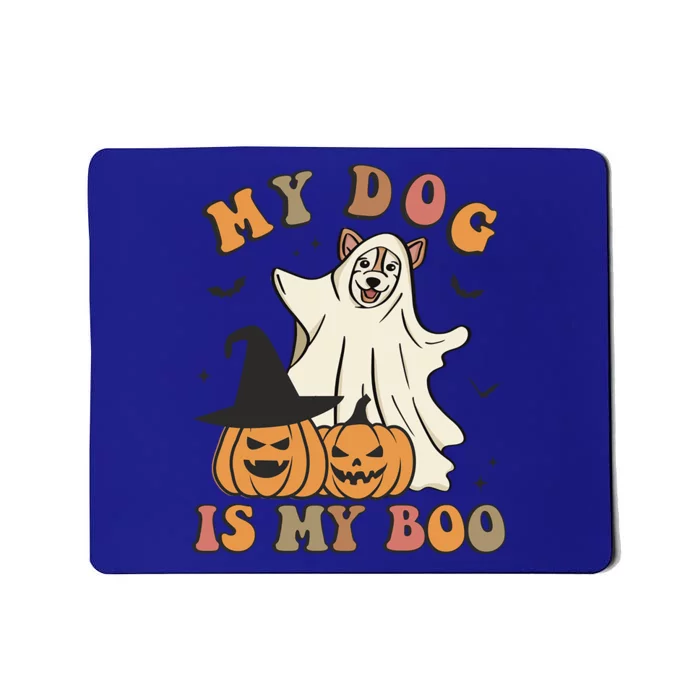 My Dog Is My Boo Spooky Season Ghost Halloween Groovy Retro Gift Mousepad