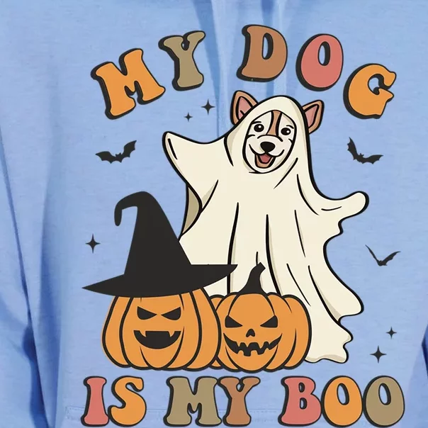 My Dog Is My Boo Spooky Season Ghost Halloween Groovy Retro Gift Unisex Surf Hoodie