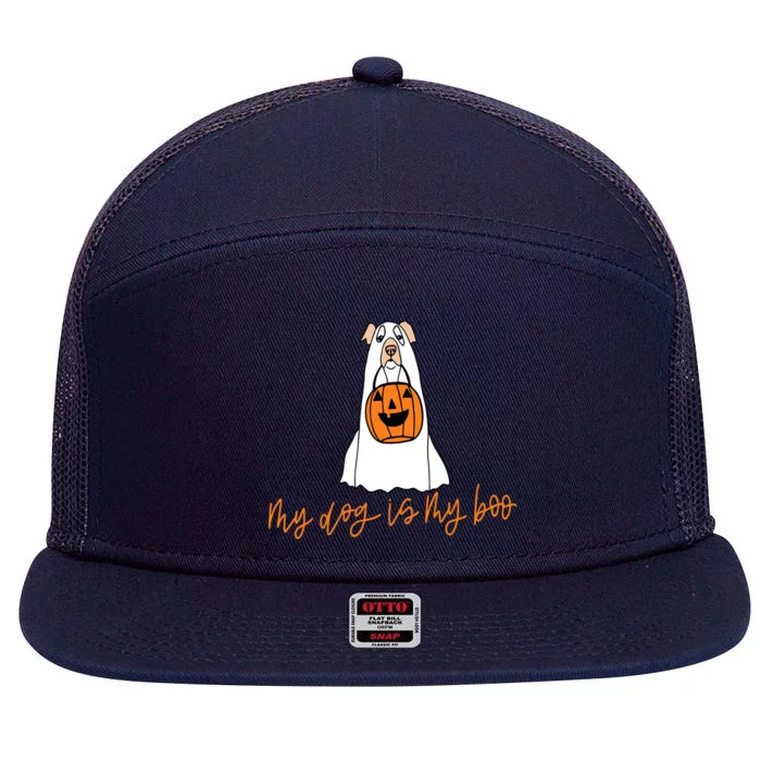 My Dog Is My Boo Ghost Halloween Dog Lover Gift 7 Panel Mesh Trucker Snapback Hat