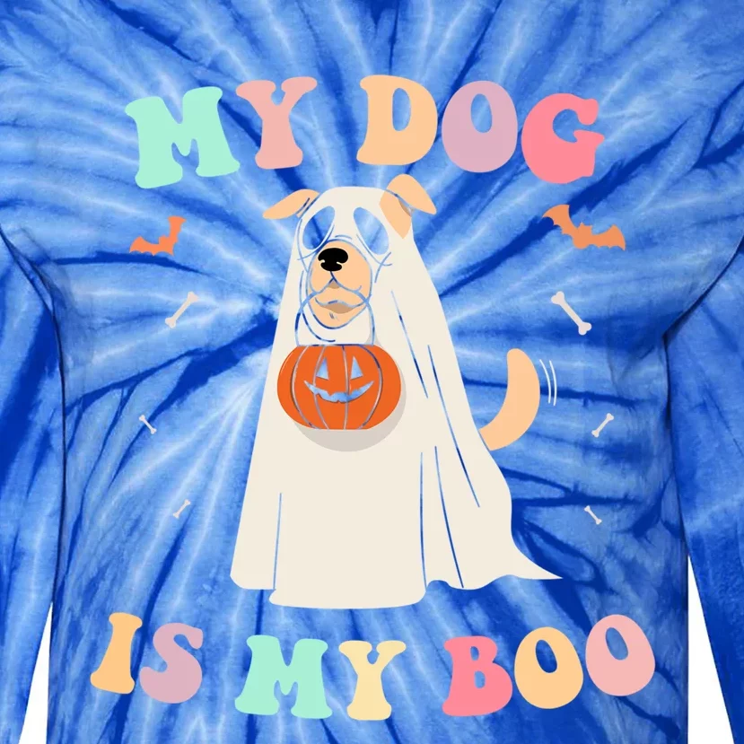 My Dog Is My Boo Spooky Season Ghost Pet Lover Halloween Gift Tie-Dye Long Sleeve Shirt