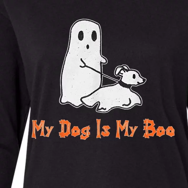 My Dog Is My Boo Ghost Halloween Dog Lover Womens Cotton Relaxed Long Sleeve T-Shirt