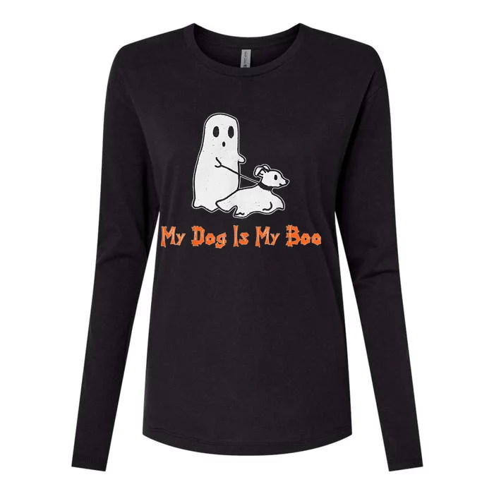 My Dog Is My Boo Ghost Halloween Dog Lover Womens Cotton Relaxed Long Sleeve T-Shirt