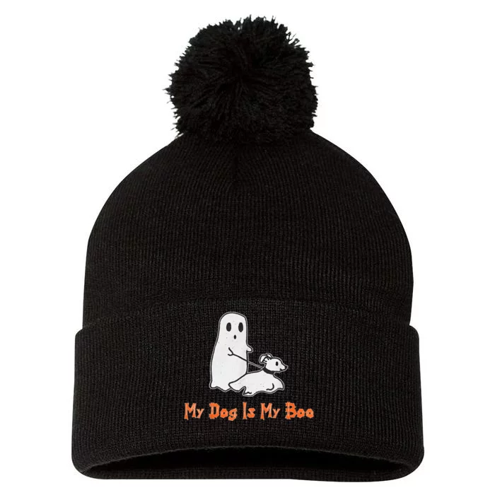 My Dog Is My Boo Ghost Halloween Dog Lover Pom Pom 12in Knit Beanie