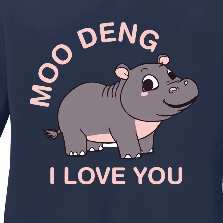 Moo Deng I Love You Ladies Long Sleeve Shirt