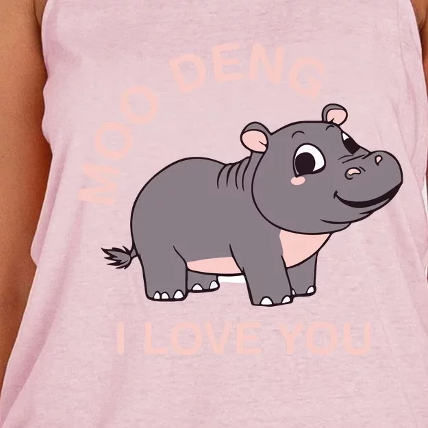 Moo Deng I Love You Women's Knotted Racerback Tank