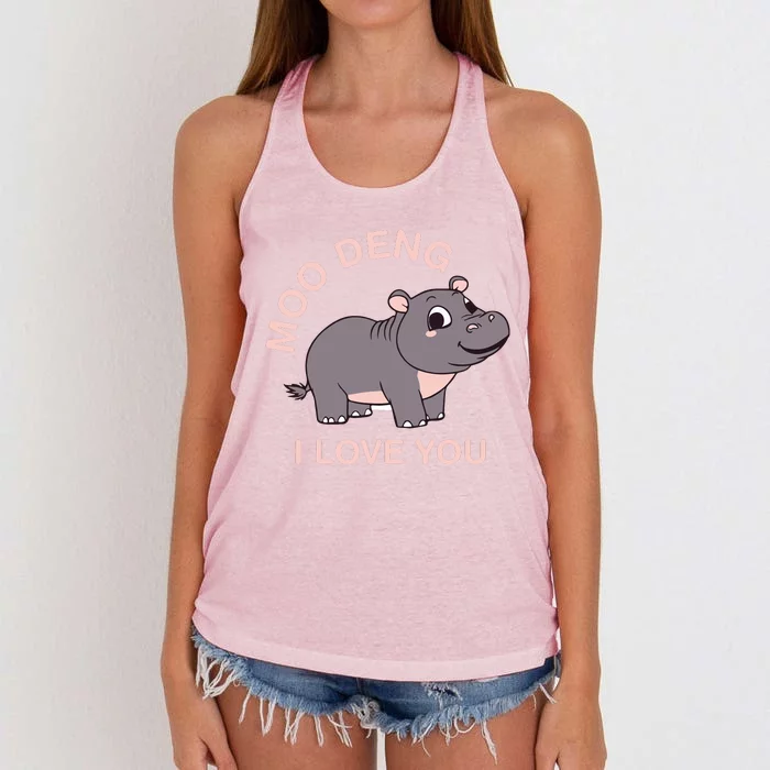 Moo Deng I Love You Women's Knotted Racerback Tank