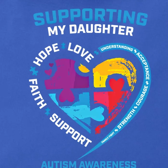 Mom Dad I Wear Blue Daughter Autism Awareness Puzzle Piece Gift Zip Tote Bag