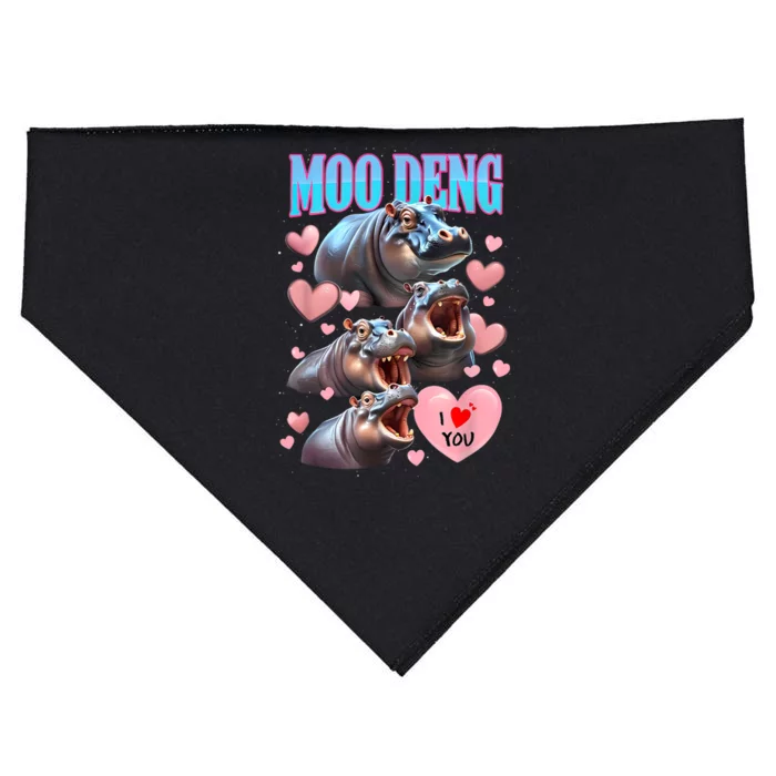 Moo Deng I Love You Pygmy Hippopotamus USA-Made Doggie Bandana