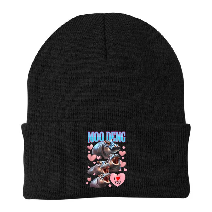 Moo Deng I Love You Pygmy Hippopotamus Knit Cap Winter Beanie