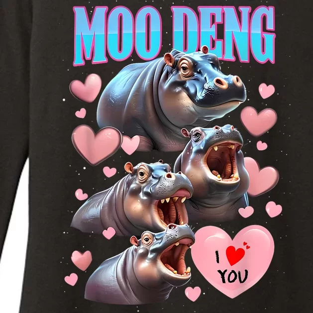 Moo Deng I Love You Pygmy Hippopotamus Womens CVC Long Sleeve Shirt