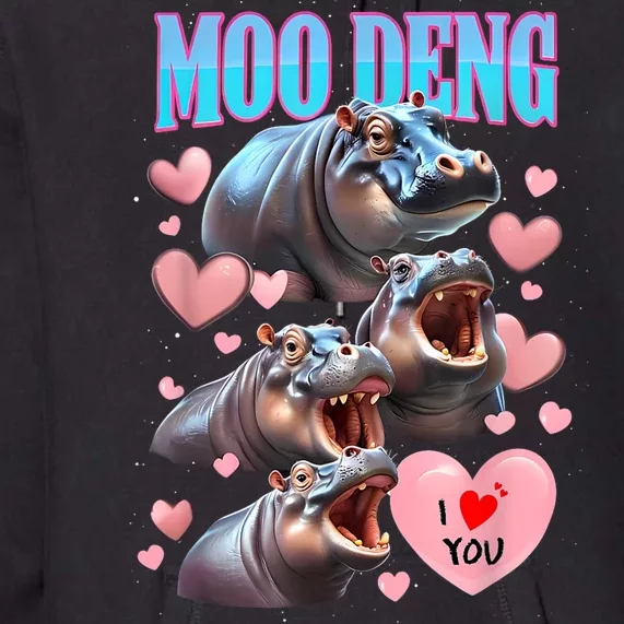 Moo Deng I Love You Pygmy Hippopotamus Premium Hoodie