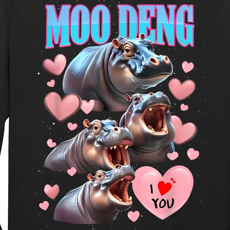 Moo Deng I Love You Pygmy Hippopotamus Tall Long Sleeve T-Shirt