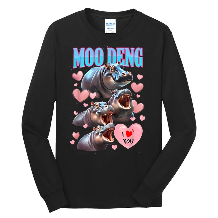 Moo Deng I Love You Pygmy Hippopotamus Tall Long Sleeve T-Shirt