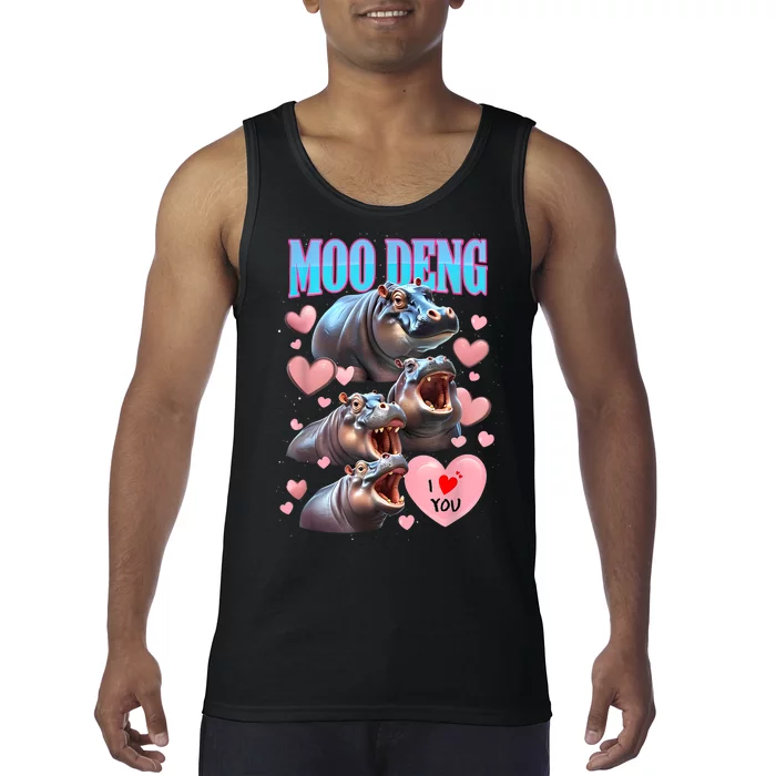 Moo Deng I Love You Pygmy Hippopotamus Tank Top