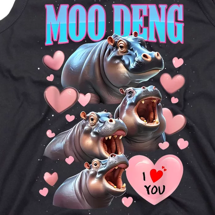 Moo Deng I Love You Pygmy Hippopotamus Tank Top