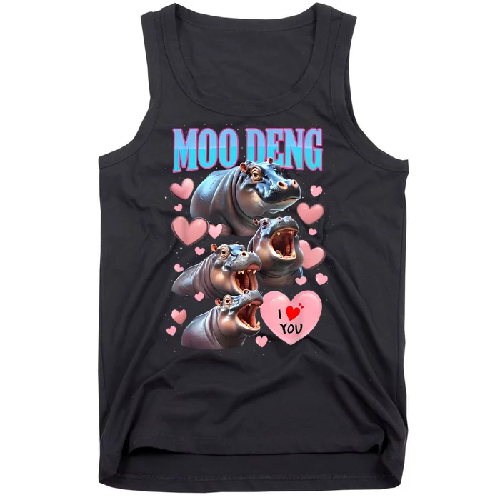 Moo Deng I Love You Pygmy Hippopotamus Tank Top