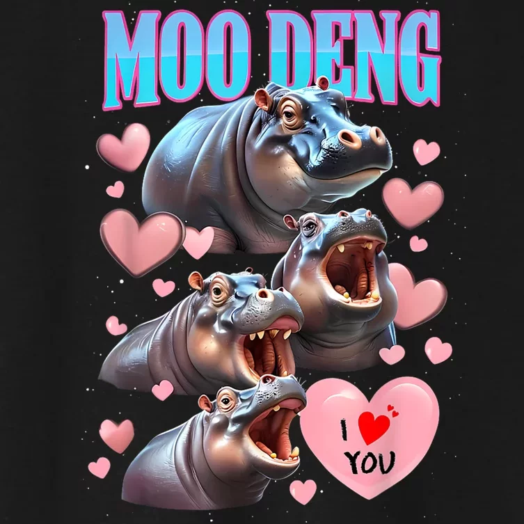 Moo Deng I Love You Pygmy Hippopotamus Women's Crop Top Tee