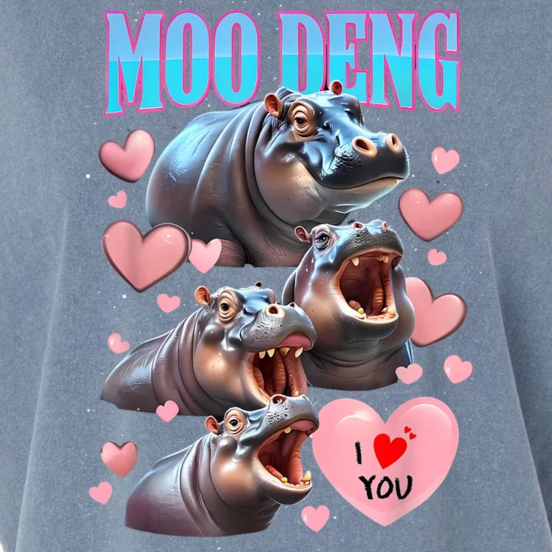 Moo Deng I Love You Pygmy Hippopotamus Garment-Dyed Women's Muscle Tee