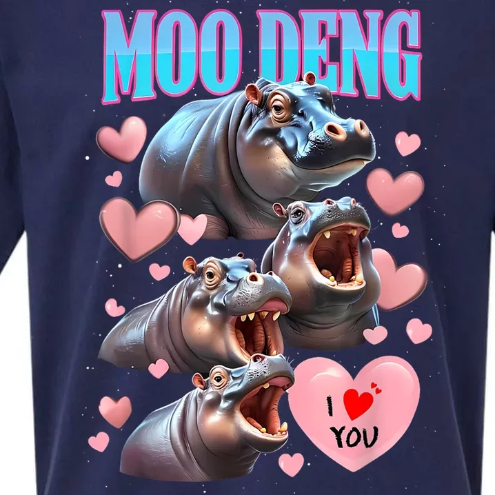 Moo Deng I Love You Pygmy Hippopotamus Sueded Cloud Jersey T-Shirt