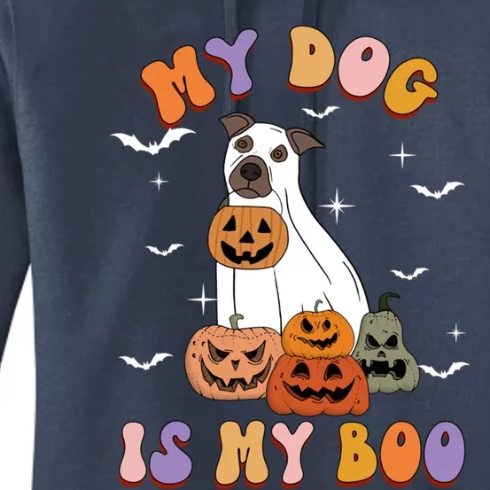 My Dog Is My Boo Ghost Funny Halloween Dog Lovers Boo Dog Gift Women's Pullover Hoodie